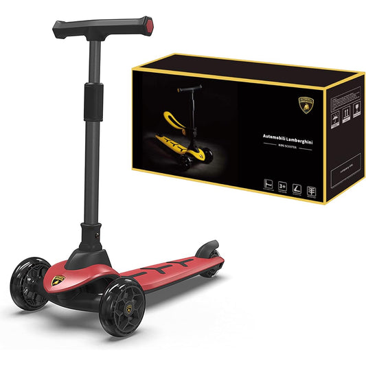 LAMBORGHINI Kickboard Children's Scooter Kick Skater Kick Scooter Scooter with Brake 3 Wheels Glowing Sitable Present Birthday Grandchild Children Christmas New Year Shichi-Go-San With/Without Seat