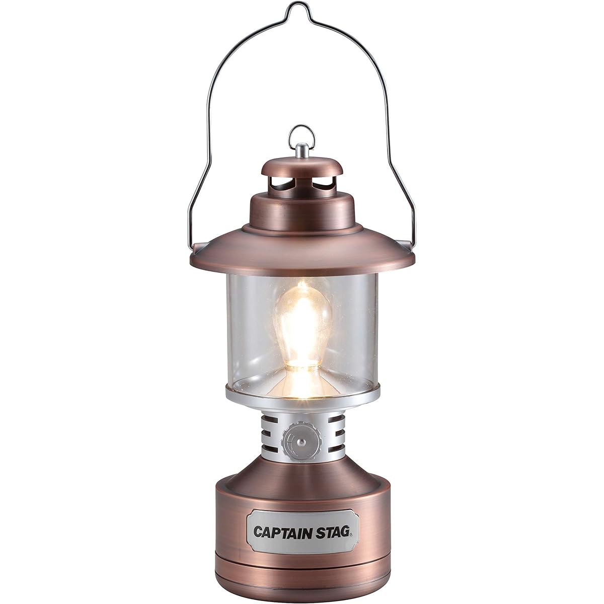 CAPTAIN STAG Lantern Light Lighting Twin Light LED Lantern [Brightness 15-110 Lumens / Lighting Time 8-300 Hours] Antique UK-4057 with Stained Glass Style Sheet