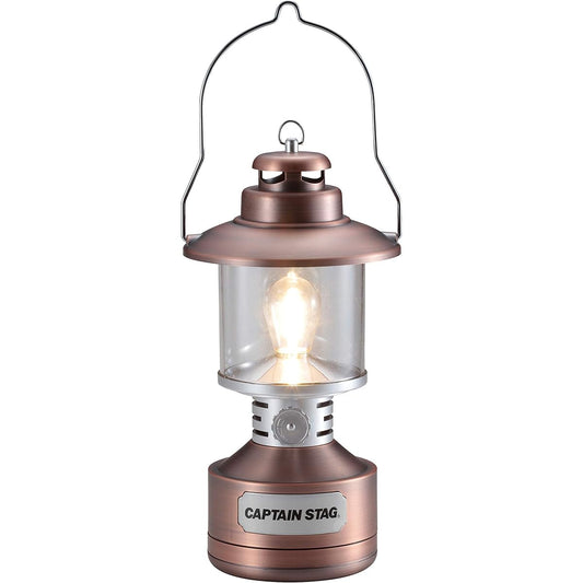 CAPTAIN STAG Lantern Light Lighting Twin Light LED Lantern [Brightness 15-110 Lumens / Lighting Time 8-300 Hours] Antique UK-4057 with Stained Glass Style Sheet