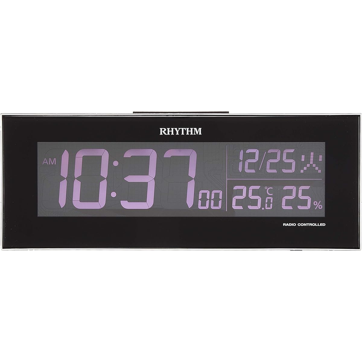 RHYTHM Alarm Clock Radio Clock Gradient LED 365 Color Display AC Power Black Iloria 8RZ173SR02