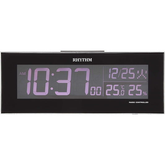 RHYTHM Alarm Clock Radio Clock Gradient LED 365 Color Display AC Power Black Iloria 8RZ173SR02