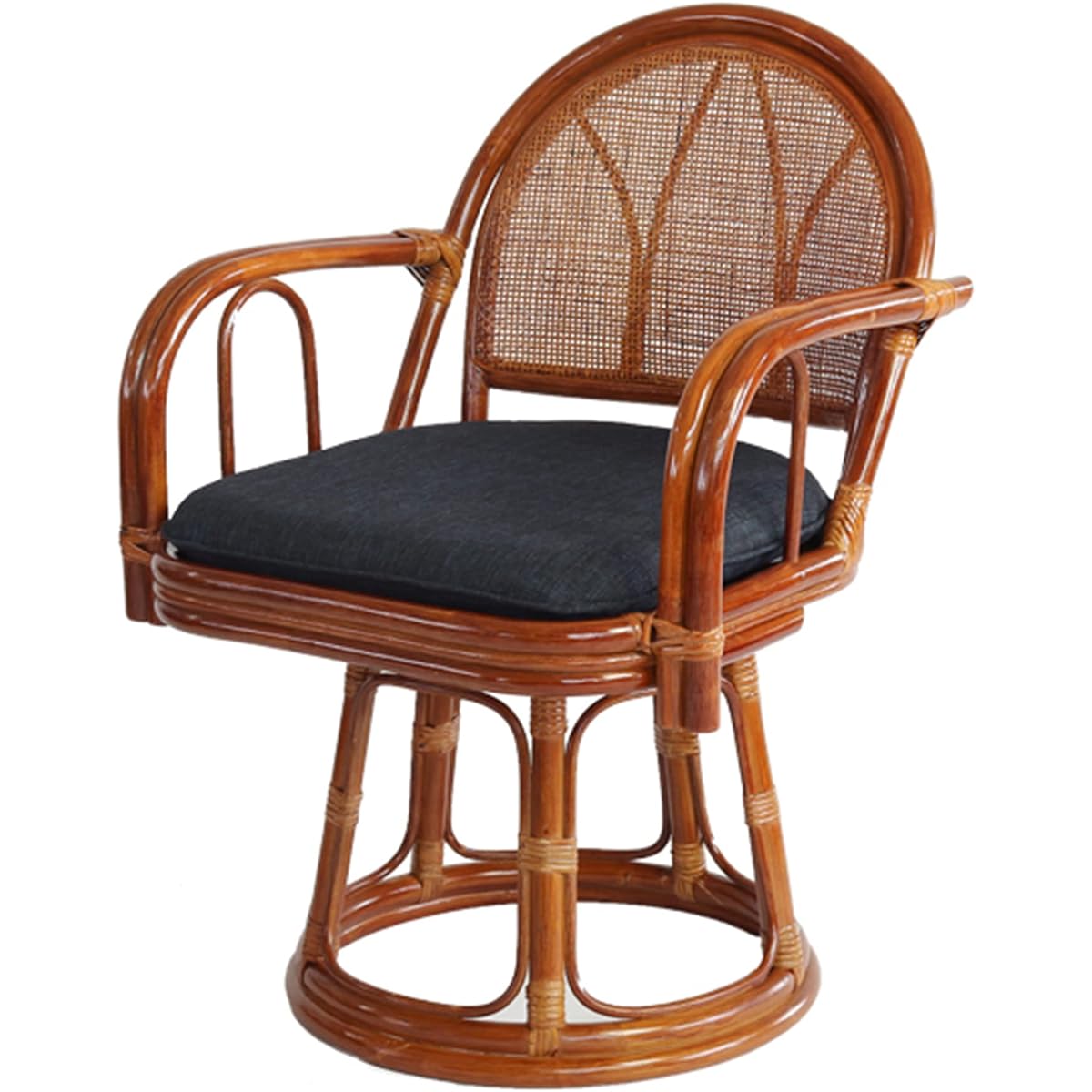 Sunflower Rattan Swivel Chair Rattan Frame with Cushion Brown Seat Height 40cm C612HR5