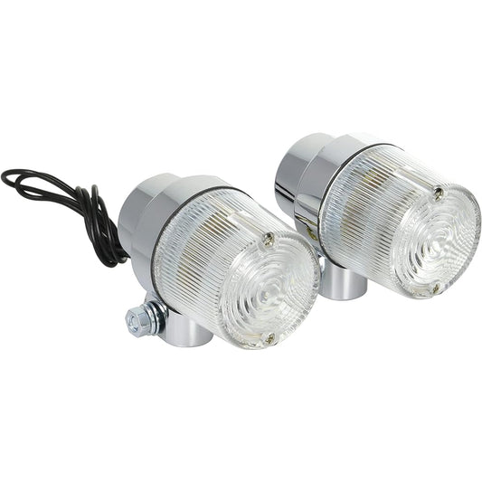 PMC 219-5013 Motorcycle Turn Signal European Type 50φ Turn Signal Clear/Plated Set of 2