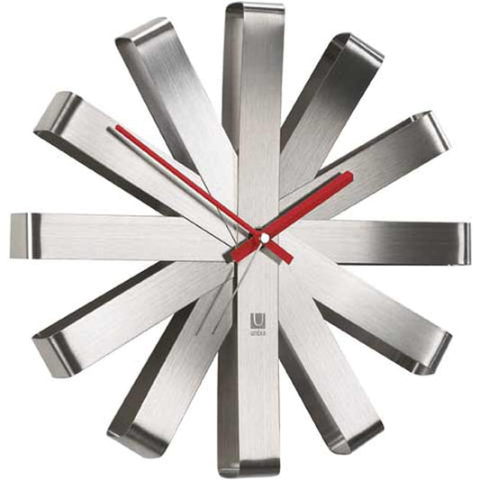 umbra Wall Clock Stylish Wall Clock Analog Interior Nickel Diameter 30cm RIBBON 2118070590