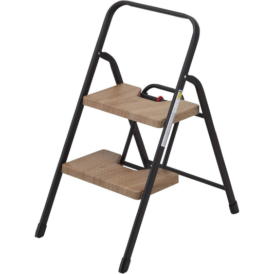 CB JAPAN Stepladder Wood Grain Folding 2 Tier Load Capacity 100kg Folding Step