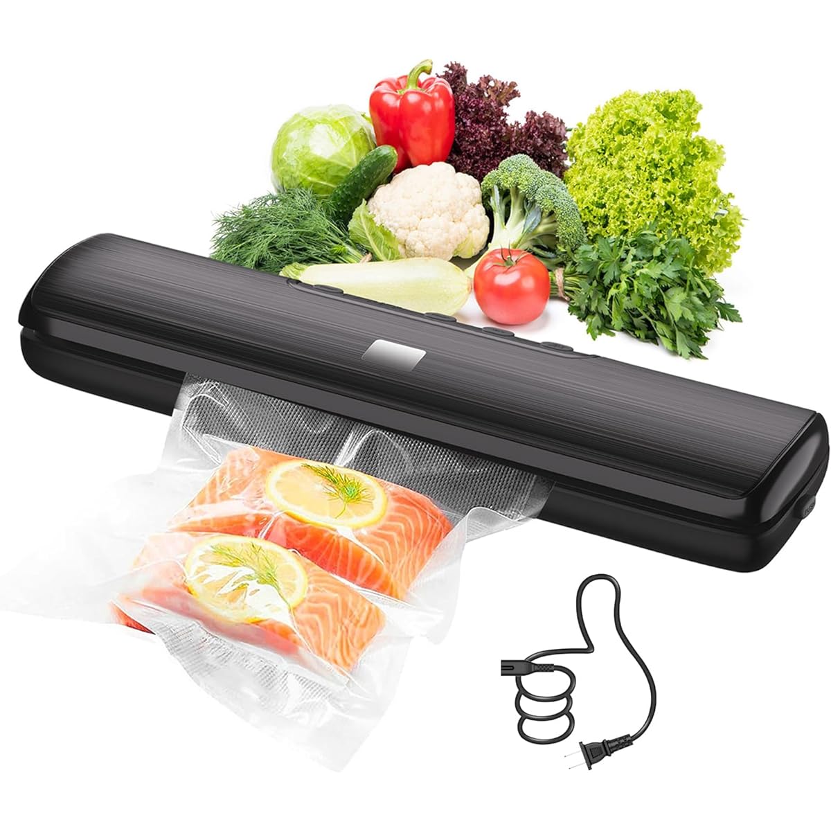 OPPAKOU Vacuum Sealing Machine, Food Sealer, Household Use, Automatic Vacuum Sealer, Deaeration Sealer, 60 Kpa, Liquid Compatible, Continuous Vacuum, Dried Products, Soups, External Deaeration, Manual