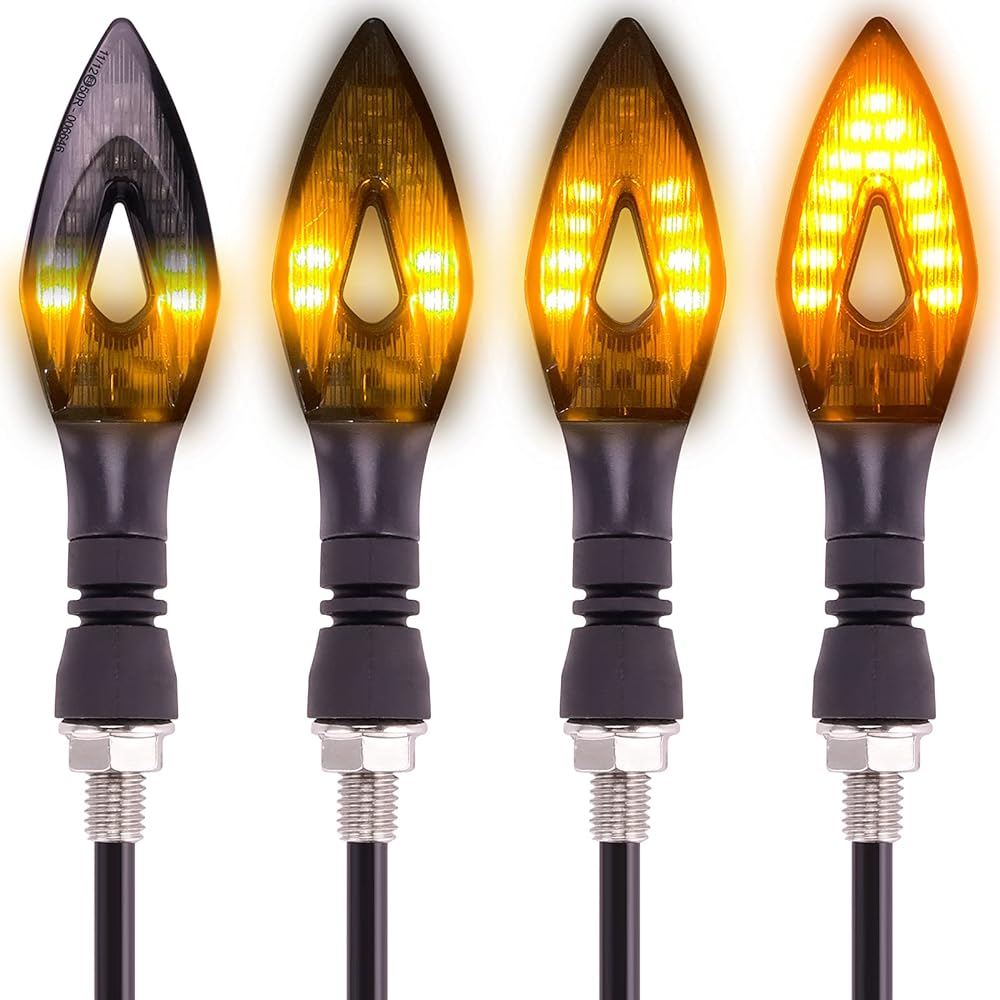 Kinstacks 4pcs Motorcycle Indicator Flowing Turn Signal Light Motor Bike Turning Indicator 12V 14 LED Bulbs for Motorcycle, Scooter, Quad Cruiser, Off-Road