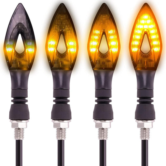 Kinstacks 4pcs Motorcycle Indicator Flowing Turn Signal Light Motor Bike Turning Indicator 12V 14 LED Bulbs for Motorcycle, Scooter, Quad Cruiser, Off-Road