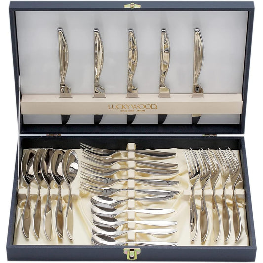 Kobayashi Kogyo Lucky Wood Cutlery Set Made in Japan Leiria 25pc.Dinner Set (for 5 guests) Gift Wrapping Specification Made in Niigata Tsubame-Sanjo