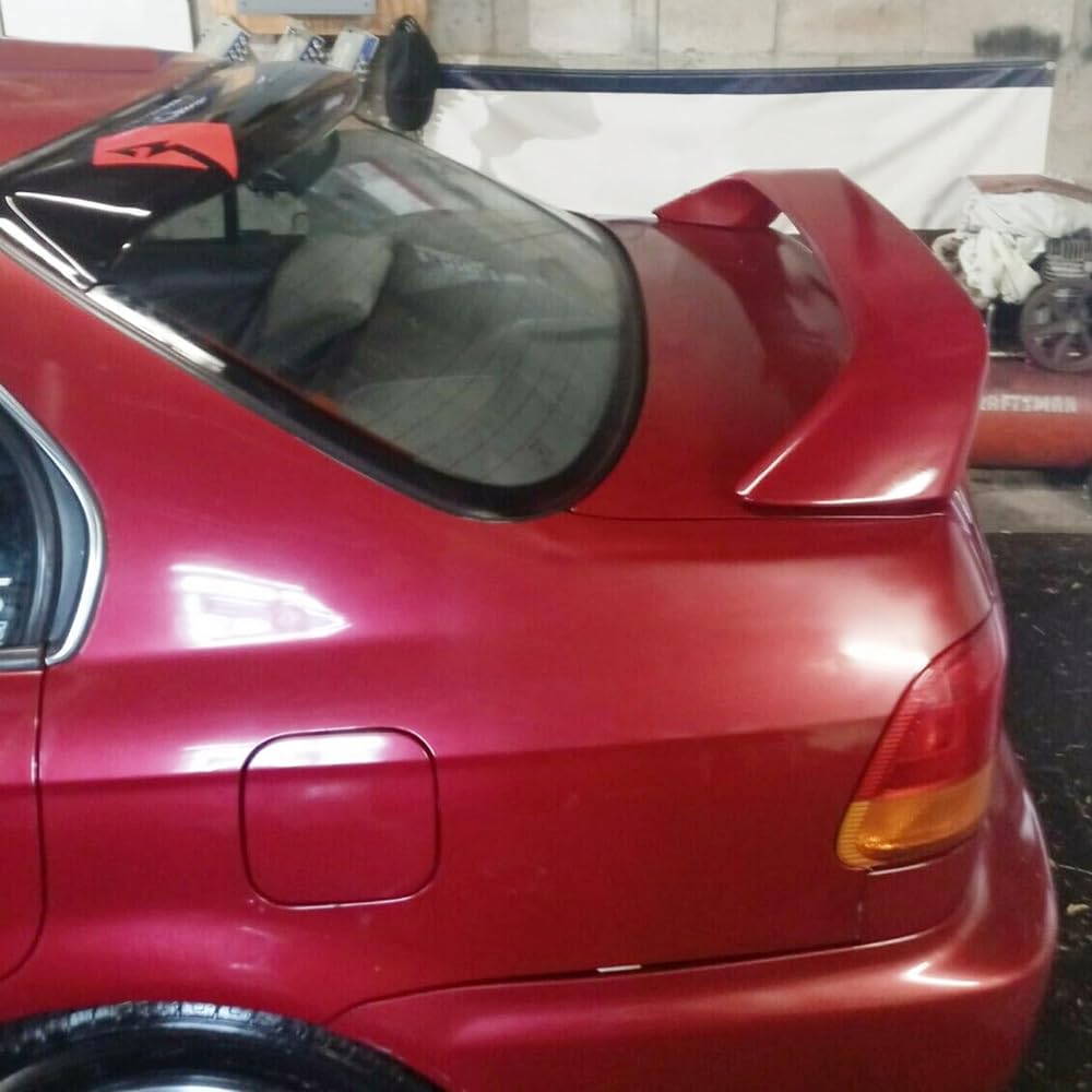 ECOTRIC Rear Trunk Lid Spoiler Wing Let LED Brake Lump Mat Black 1996-2000 HONDA CIVIC 2DR Coupe compatible