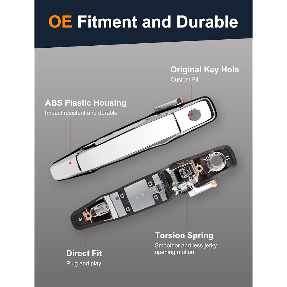 AVSTY Door handle latch Chevrolet Silverado Serverado Taho Avavarado GMC Sierra 1500 2500 3500 Yukon Cadillac Escalade 2008 2010 2010 2014 Chevrolet Silver FLR