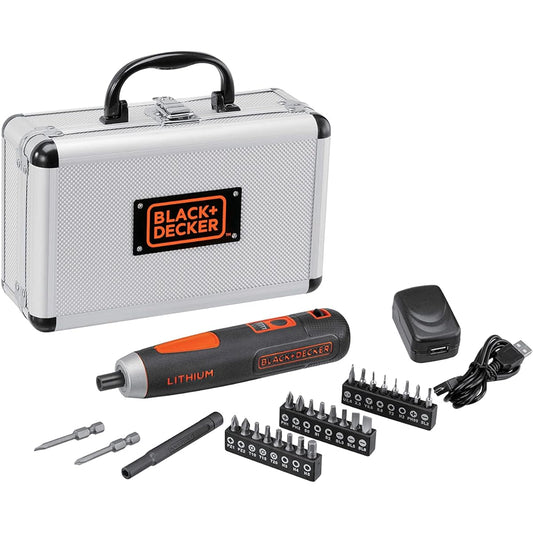 Black and Decker Push Driver Cordless 3.6V [Online Limited Product] Rechargeable Screw Tightening Easy Assembly Aluminum Case Comes with 26 Bits BD40K27A-JP