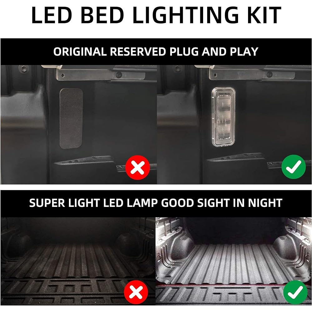 DASBECAN Track LED Bed Light Light Car Trunk Lighting Kit Toyota Takoma 2020 2022 2023 Replacement # PT857-35200 84267-0C020 90080-87026