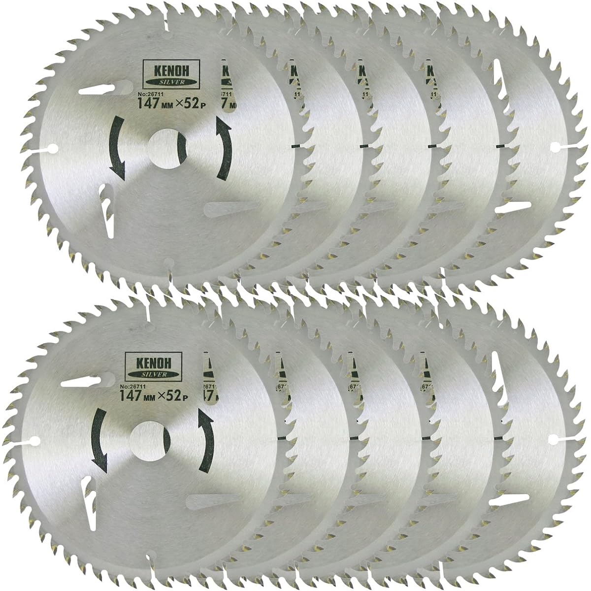 KENOH Woodworking Tip Saw, Both Sides Polished, 10 Pieces, 147mm, 147x52P