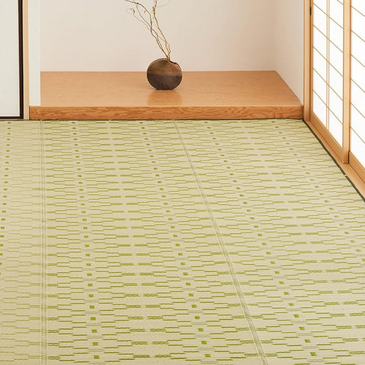 Hagiwara Rug, PP pattern overlay, flower mat, green, 8 tatami mats, rush style, washable "willow" (approx. 348 x 352 cm) 81947580