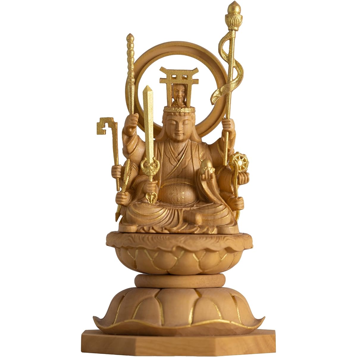 Tiny Buddha Uga Eight-Armed Benzaiten 11cm (Wooden: Boxwood Gold Paint Finish)_Benzaiten Benzaiten Uga God Buddha Statue Figure Wood Carving Ornament (GSB Uga Happy Benzaiten