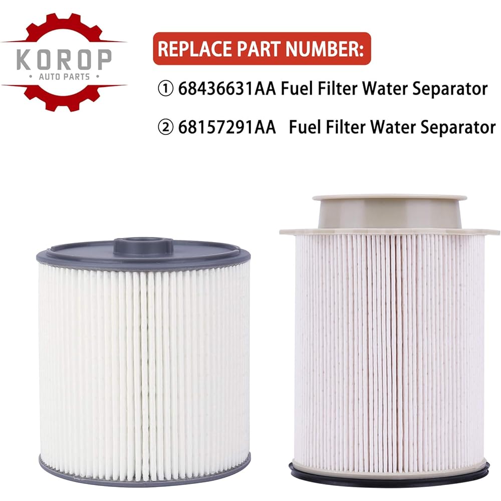 6.7L CUMMINS fuel filter water separation set 2019 2020 2021 2022 Dodge Lamb 2500 3500 5500 6.7 Diesel turbo engine replacement # 68157291AA and 68436631AA