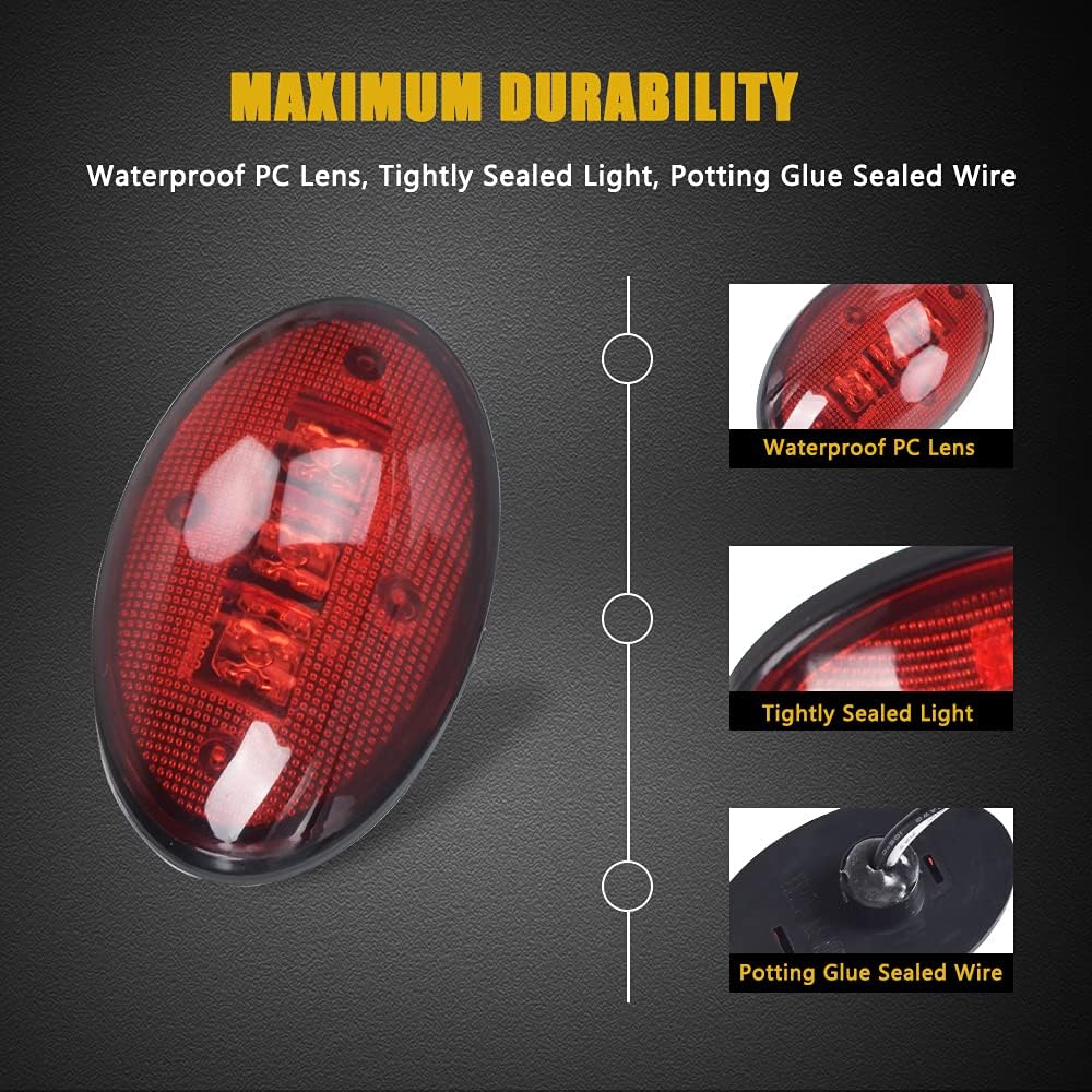 NIFEIDA Dual Bed Fender Side Marker Light Ford 1999-2014 F150 F350 F350 F550 Super Duty Frontoria Wheel Waterproof LED Clear Lamp Lamp T10 With T10 Plug (2 Amber & Red 2 pieces