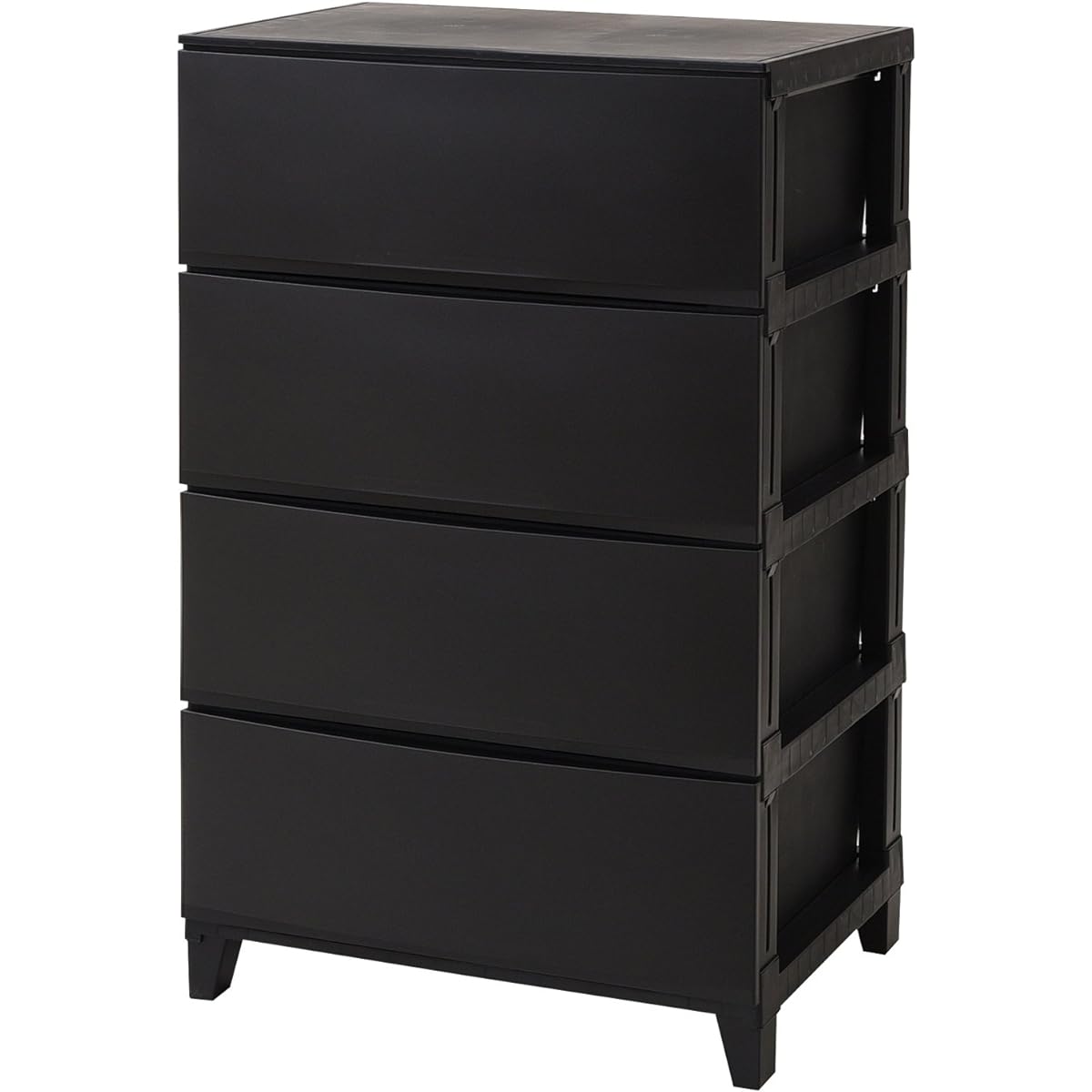 [Sanka] Chest of 4 tiers [Made in Japan] Wide Width 54 x Depth 42 x Height 87.5 cm Closet storage with anti-slip Net limited color (black) Easy to assemble RSD-S544YABK