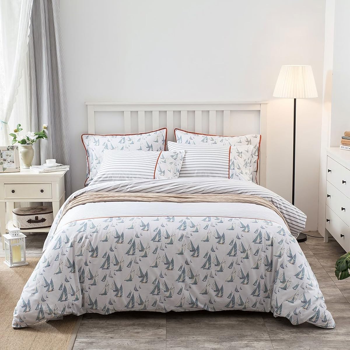 Lausonhouse 100% Cotton Duvet Cover, Printed Thread Cover Double 190x210cm YKK Fully Opening Zipper Cloth Bag Packaging