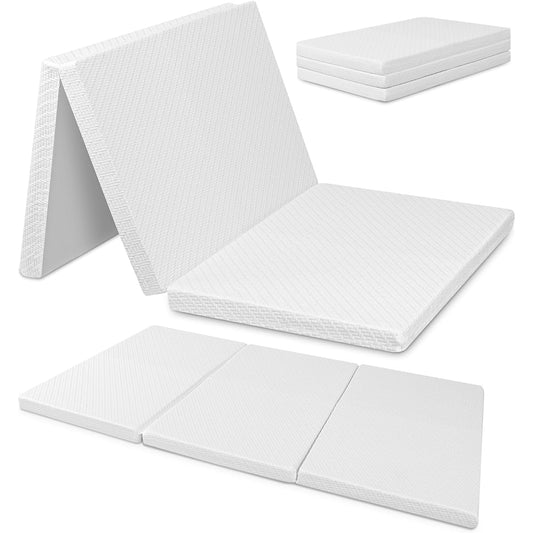 Mattress Single Trifold - ATOPEN High Resilience Mattress Thickness 6cm Folding Mattress Density 30D Hardness 180N Washable Cover Bamboo Charcoal Deodorizing Mattress 97x195x6cm