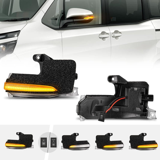 POPMOTORZ Voxi Noah 90 Series Compatible Door Mirror Sequential [Vehicle Inspection Countermeasure Fully Switchable] Toyota LED Flowing Turn Car Door Mirror Side Turn Signal Flowing