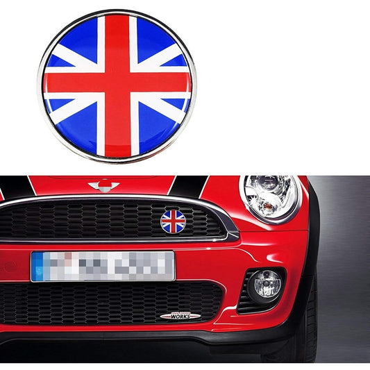 XOTIC TECH Front Grill Badge Holder British Flag Mini Cooper R50 R55 R57 R57 R60 R60 Compatible (Red/Blue)