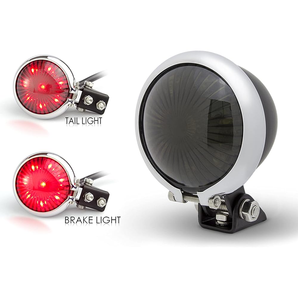Motorcycle Stop Light Tail Light LED Black Chrome Besel Retro Custom Project