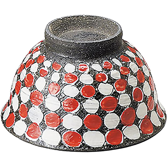 Black ceramic polka dot chazuke (small) set of 5