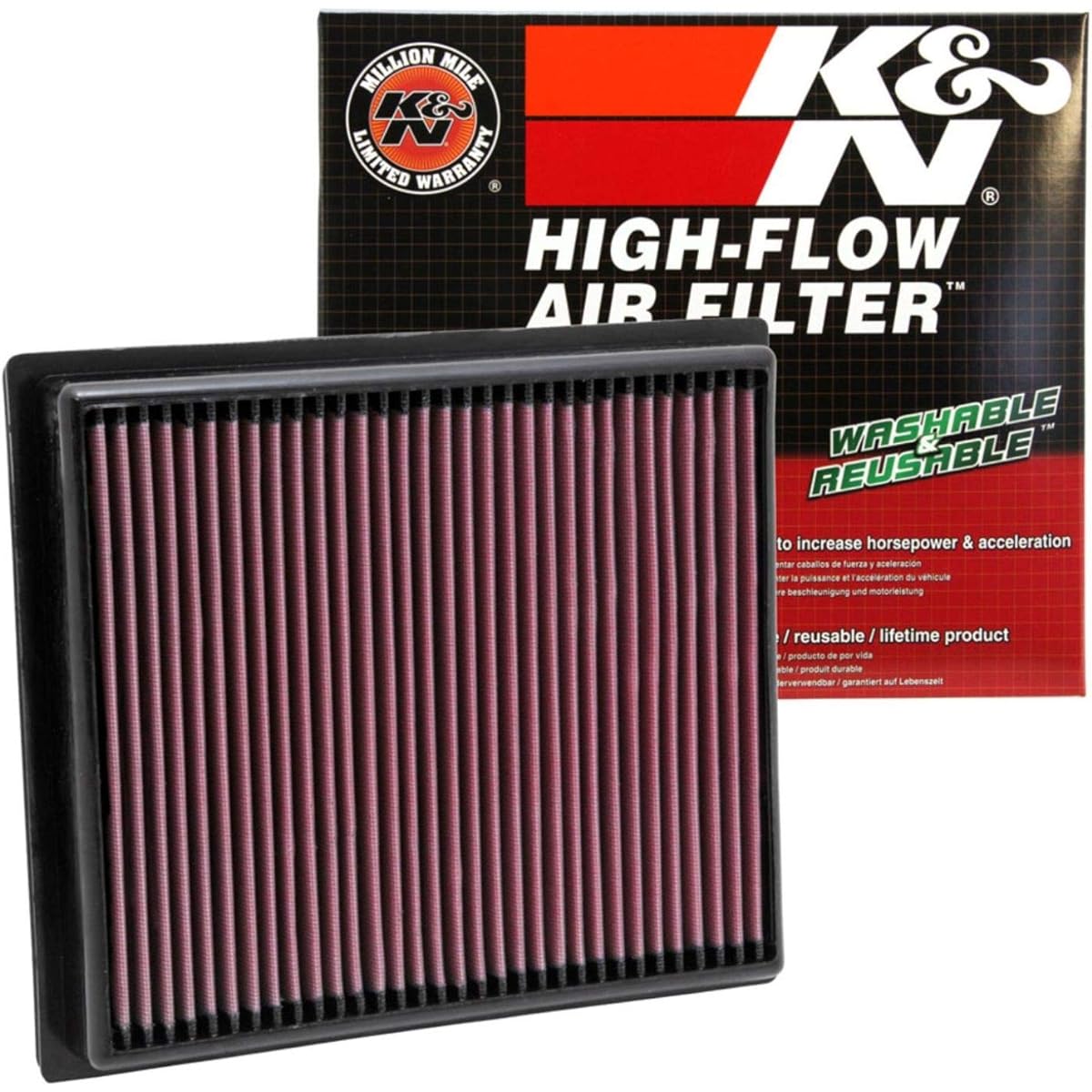 [K & N] Engine Air Filter: High-performance premium power sports air filter: 2011 Polaris (RZR 4 900 EPS LE, RZR 900, Ranger XP, Walker Evans LE, HO Jagged X Edition, RZR XP 900 LE) PL- 9011
