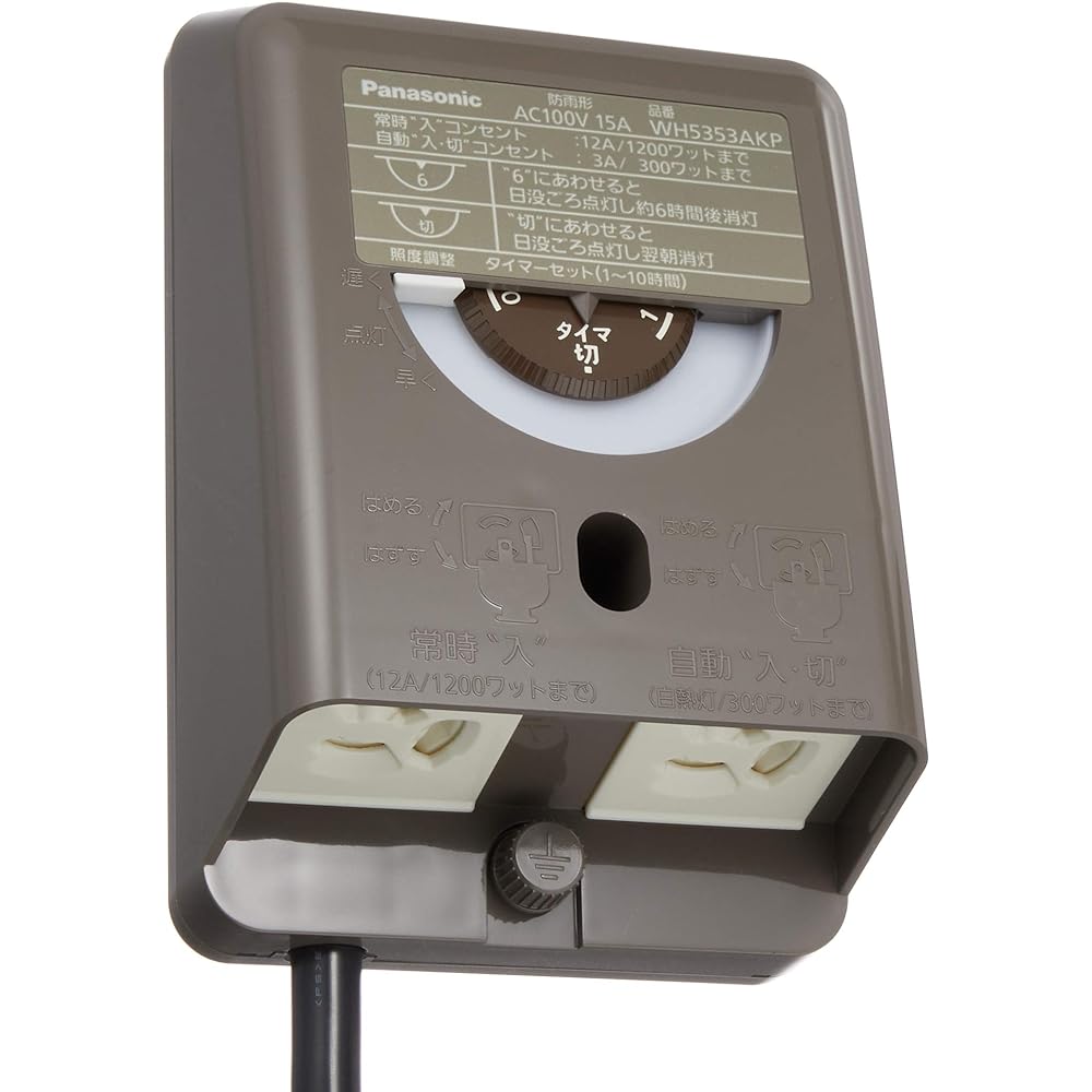 Panasonic Fully grounded waterproof outlet with electronic EE switch Brown WH5353AKP
