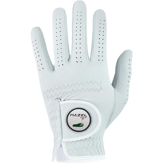 MAZEL Men's Golf Gloves, Left Hand Wear (Right-Handed), 21~28cm, Golf Marker Included