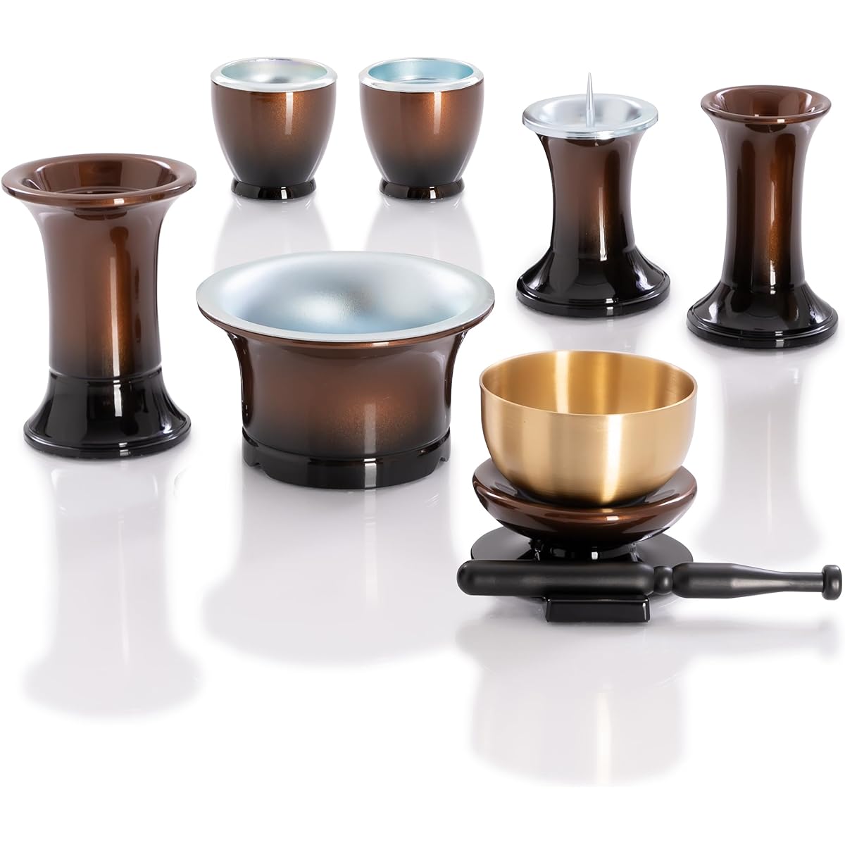 Buddhist utensils, Buddhist utensils set, Lin set, with ring, stylish, amber, tea set, Buddhist rice bowl, flower stand, vase, incense burner, lantern, incense stick set, Buddhist utensils set, mini, small, modern [Modern Buddhist utensils set, breeze am