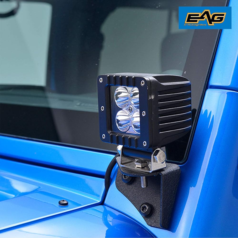 EAG LED Light Floor Glass Mount Corner Redistraded Bracket Kit 07-18 For JK