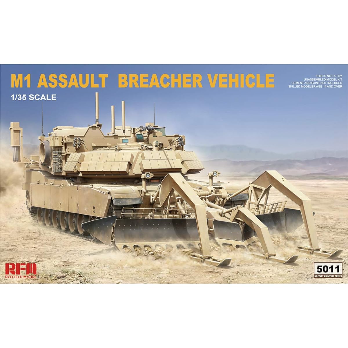 Ryfield Model 1/35 US Marine Corps M1 Breacher Minefield Breakthrough Vehicle Plastic Model RFM5011
