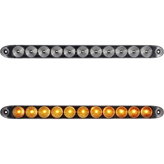 PARTSAM Clear Lens Frange Mount 15 inch Car Marker Light Bar Amber 11LED Waterproof Track Trailer For RV Boat Ultra -Thin Yellow LED Strip ID Light Bar P/T/C Parking Light 2
