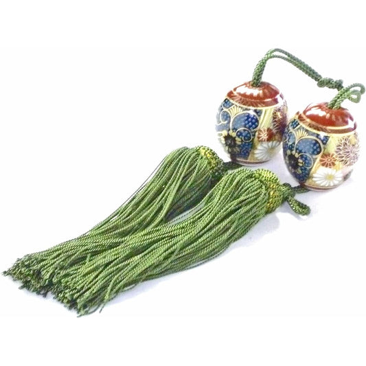 Kutani ware [Fuchin] Blue grain & gold flower filling heart