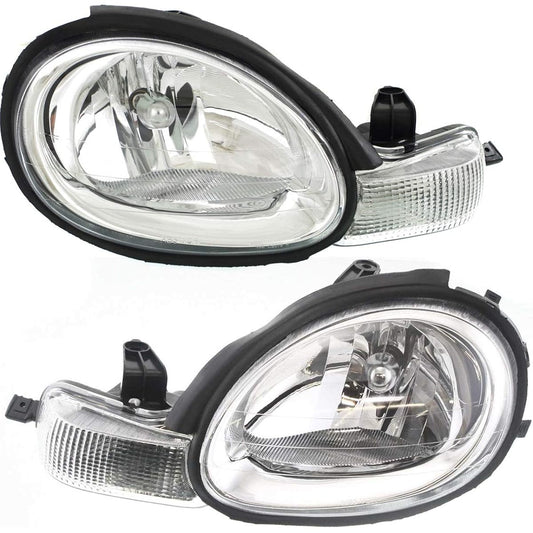 Headlight Assembly 2000-2002 Chrysler Dodge Neon Halogen Chrome Interior passenger seat side driver's seat side