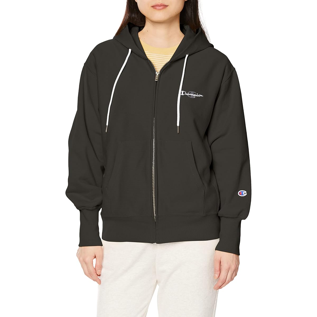 Champion Hoodie Long Sleeve 100% Cotton 10oz Script Logo Reverse Weave Zip Hooded Sweatshirt Women's Casual New Model CW-X102 Women's
