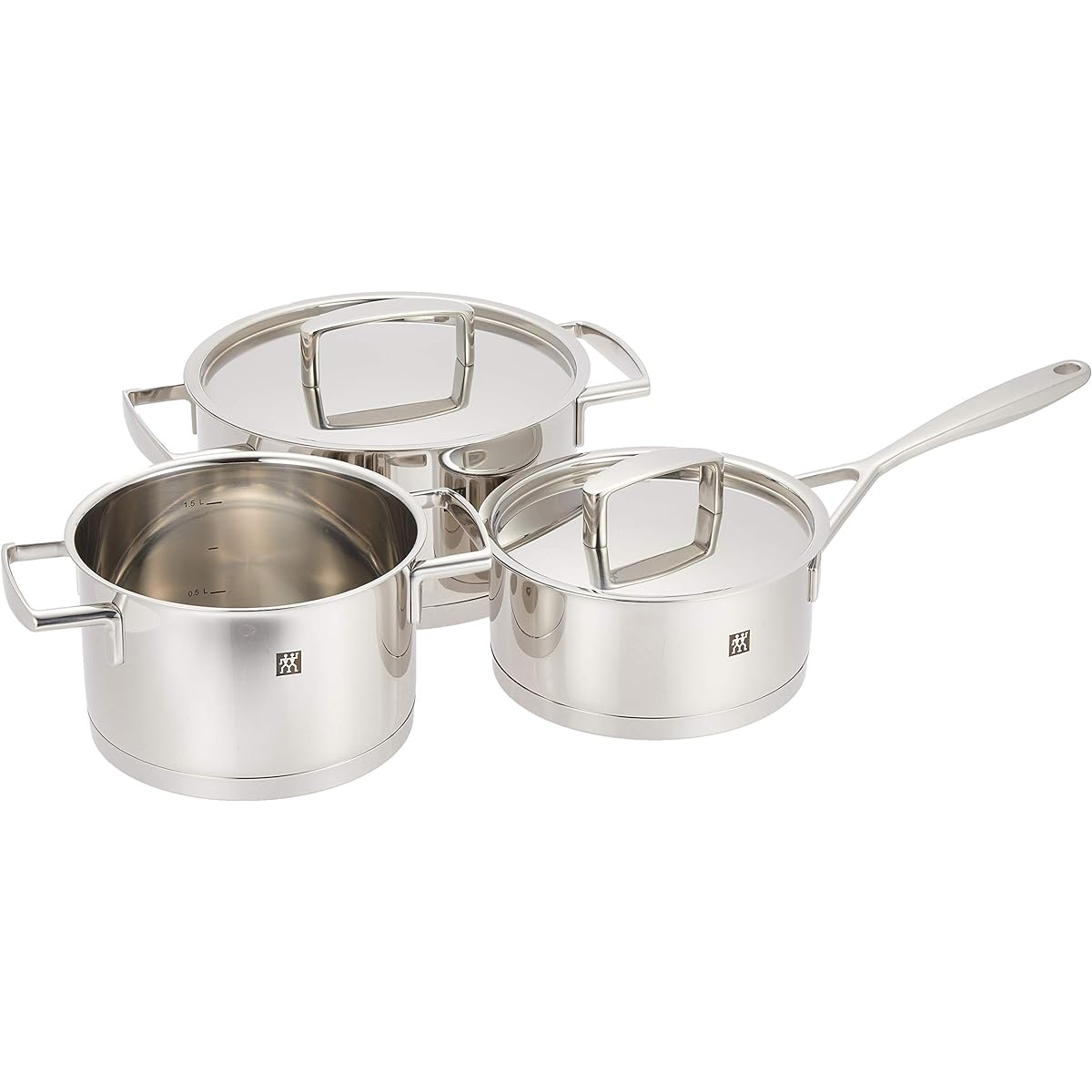 Zwilling "Passion Cookware 3 Piece Set" Two Handed Deep One Hand Pot 3 Piece Set Stainless Steel Thick Bottom 3 Layer Structure IH Compatible Dishwasher Safe [Authorized Japanese Product] 66060-001