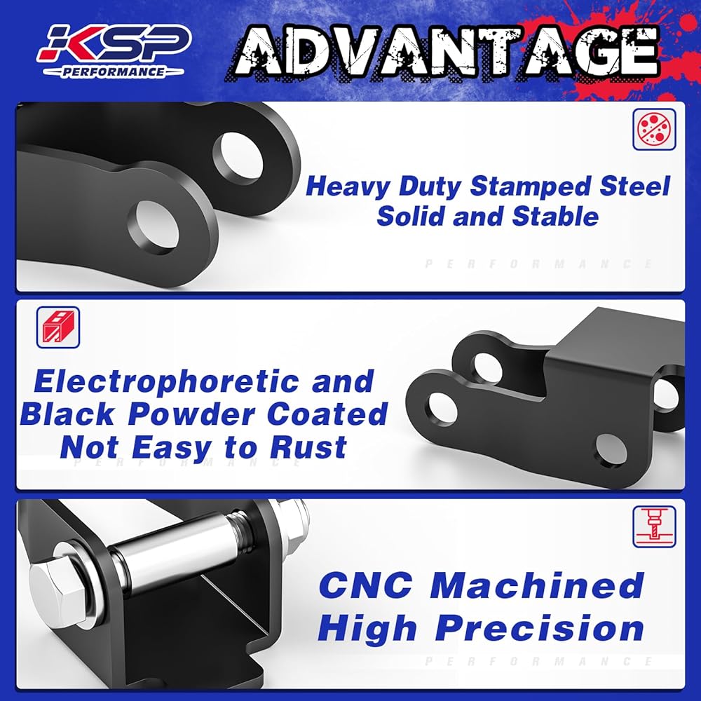 KSP 4 inch-6 inch shock extensioner Silverado Sierra 1500 shock extension kit 1999-2006 Chevrolet Sylvarad GMC Sierra 1500 All cabs Rearrolling Shock Mount Drop Shock Bracket