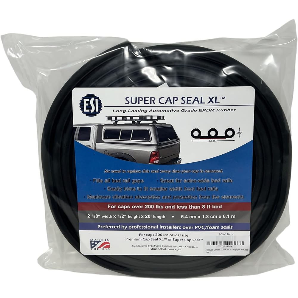 ESI Super Cap Seal XL 20 feet width 2 1/8 inch x 1/2 inch x 20 -foot EPDM Rubber 200 Pounds or more for caps or more
