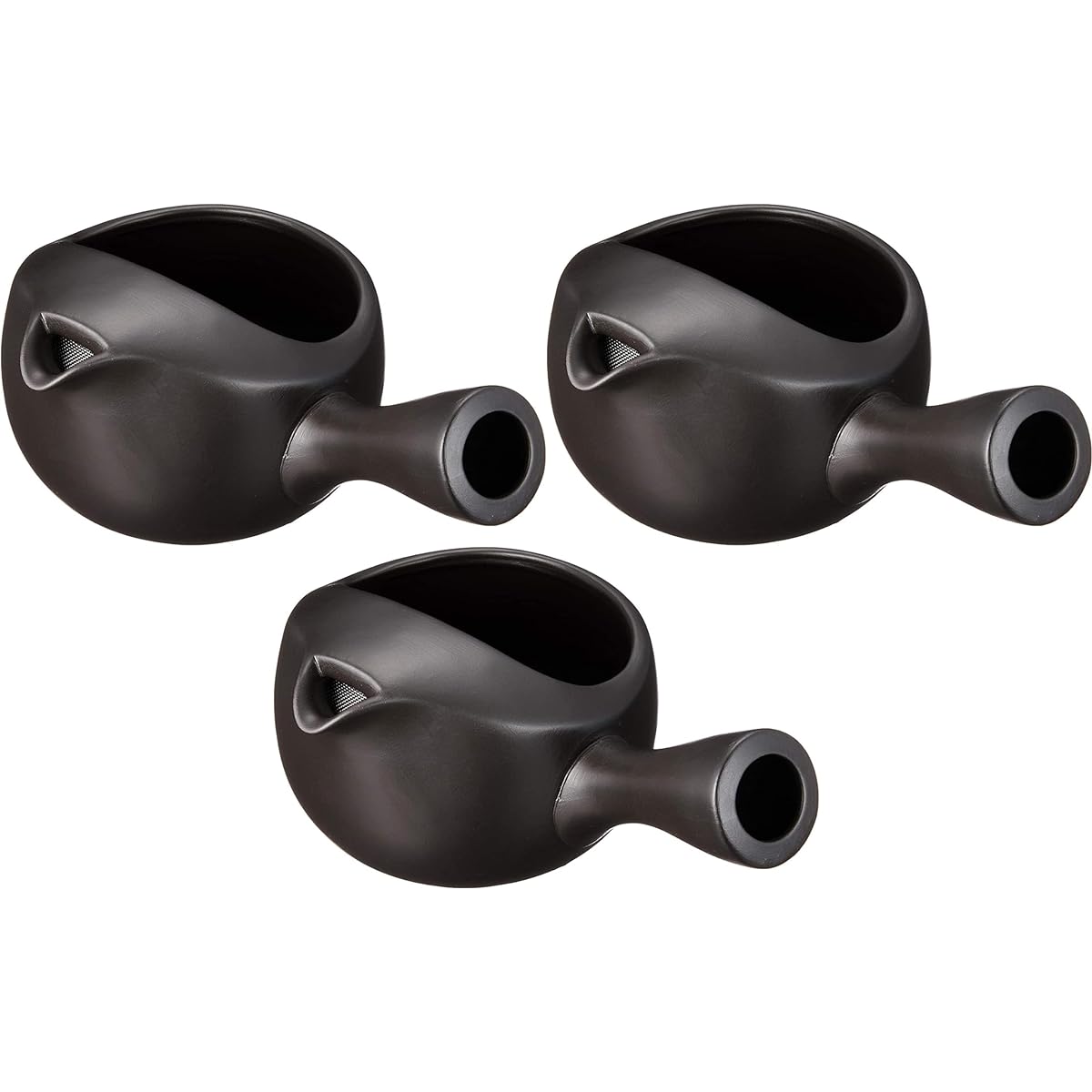 Set of 3 Teapot Without Lid Teapot Black Clay (Flat Ami) [280cc] Earthenware [Restaurant, Inn, Japanese Tableware, Restaurant, Commercial Use, Tableware, Tableware]