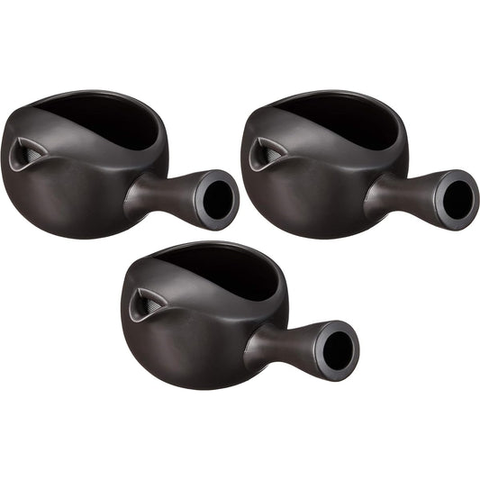 Set of 3 Teapot Without Lid Teapot Black Clay (Flat Ami) [280cc] Earthenware [Restaurant, Inn, Japanese Tableware, Restaurant, Commercial Use, Tableware, Tableware]