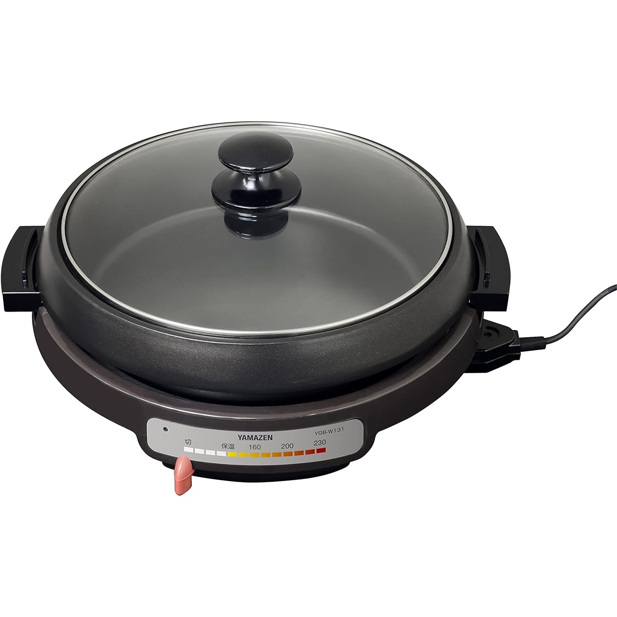 [Yamazen] Electric Grill Pot 2WAY (Deep Pot/Corrugated Plate) High Power 1300W Pot Diameter 26cm For 2 to 4 People Open Fire Compatible Detachable Plate Heat Retention Function Brown YGB-W131(T)