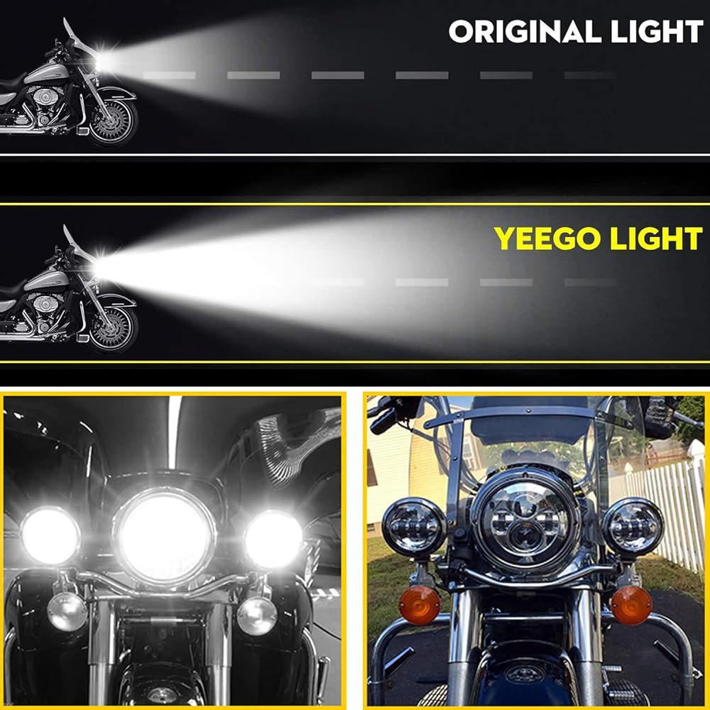 7 inch LED headlights 4.5 Fog Light Passing Light Crome Set Silver YG-CHROME HEADLIGHT-BLACK