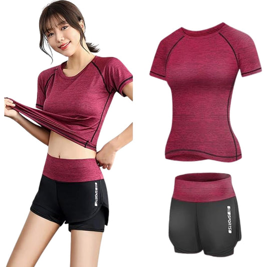 [Emptio] Women's Sportswear, Top and Bottom 2-Piece Set, Yoga Wear, Running Wear