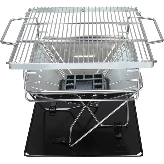 Field to Summit Bonfire M OFBBFM Bonfire Grill Portable 3 Level Height Adjustment Stainless Steel BBQ Camping Stove Folding Carry Bag Included Bonfire Compact Easy Bonfire Storage Bag Storage Case Fire Grill