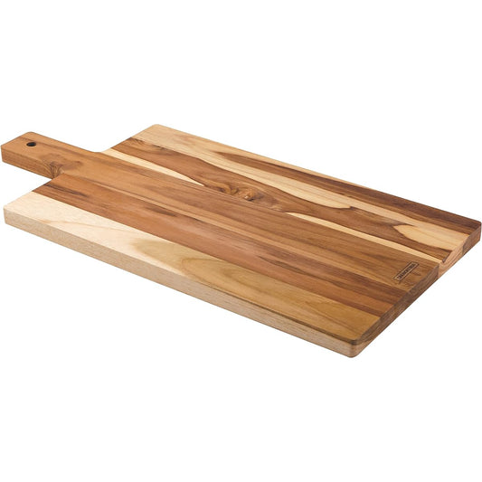 Tramontina Serving Board (Cutting Board) Wooden Cutting Board Barbecue 50cm x 25cm Meat Tray with Handle Lightweight Teak Made in Brazil 13366/051 TRAMONTINA