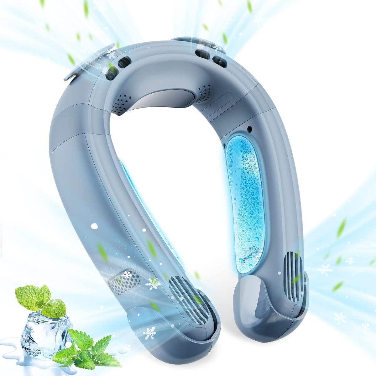 "2024 Introducing 3 Cooling Plates" Neck Cooler, Instant Cool Feeling, HBITT Neck Fan, USB Type, Built-in 12000mAh Battery, 2 Levels of Cooling, 3 Levels of Air Volume, Long Operation, Suitable for Men and Women, Neck Fan, Heat Protection, Cool, Power Sa